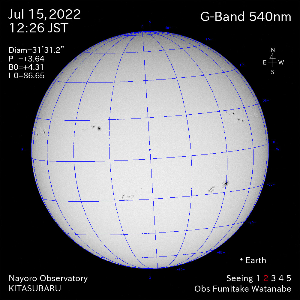 2022年7月15日540nm波長の太陽
