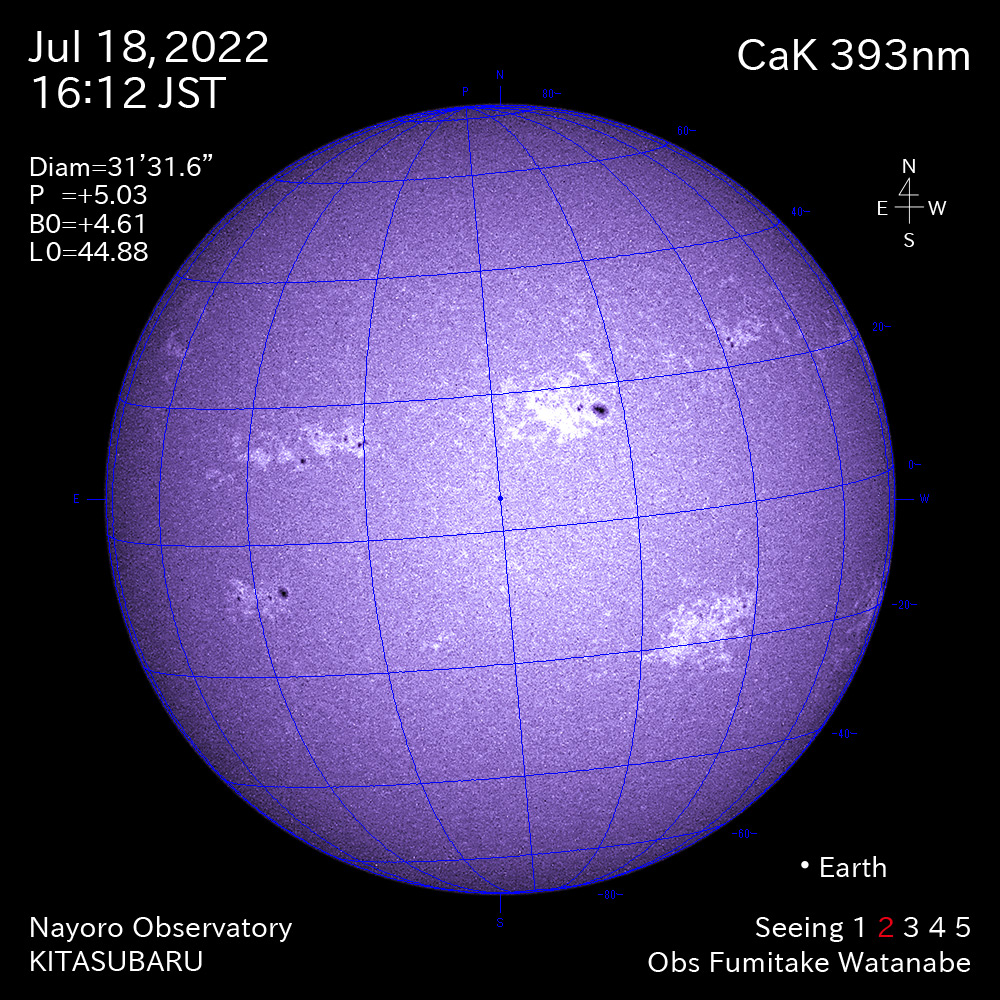 2022年7月18日CaK波長の太陽