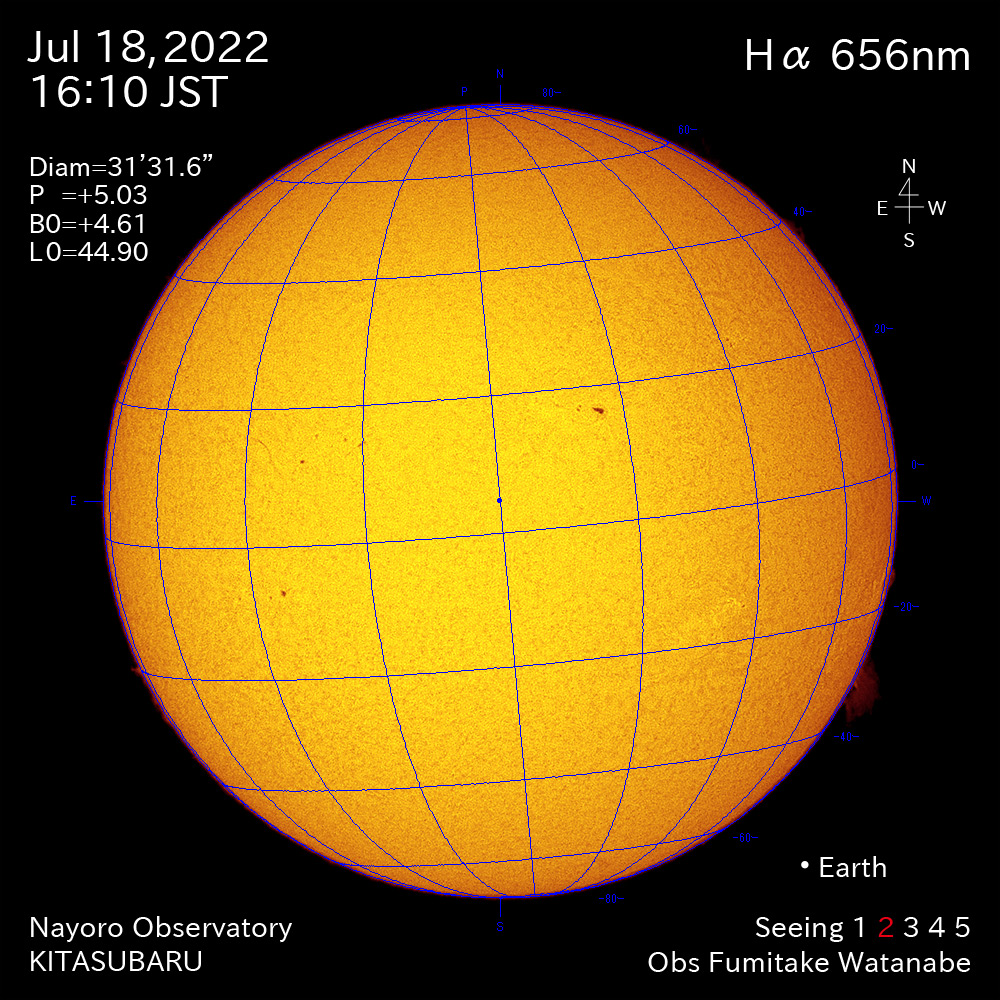 2022年7月18日Ha波長の太陽