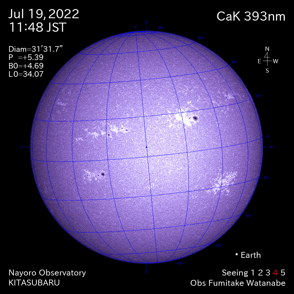 2022年7月19日CaK波長の太陽
