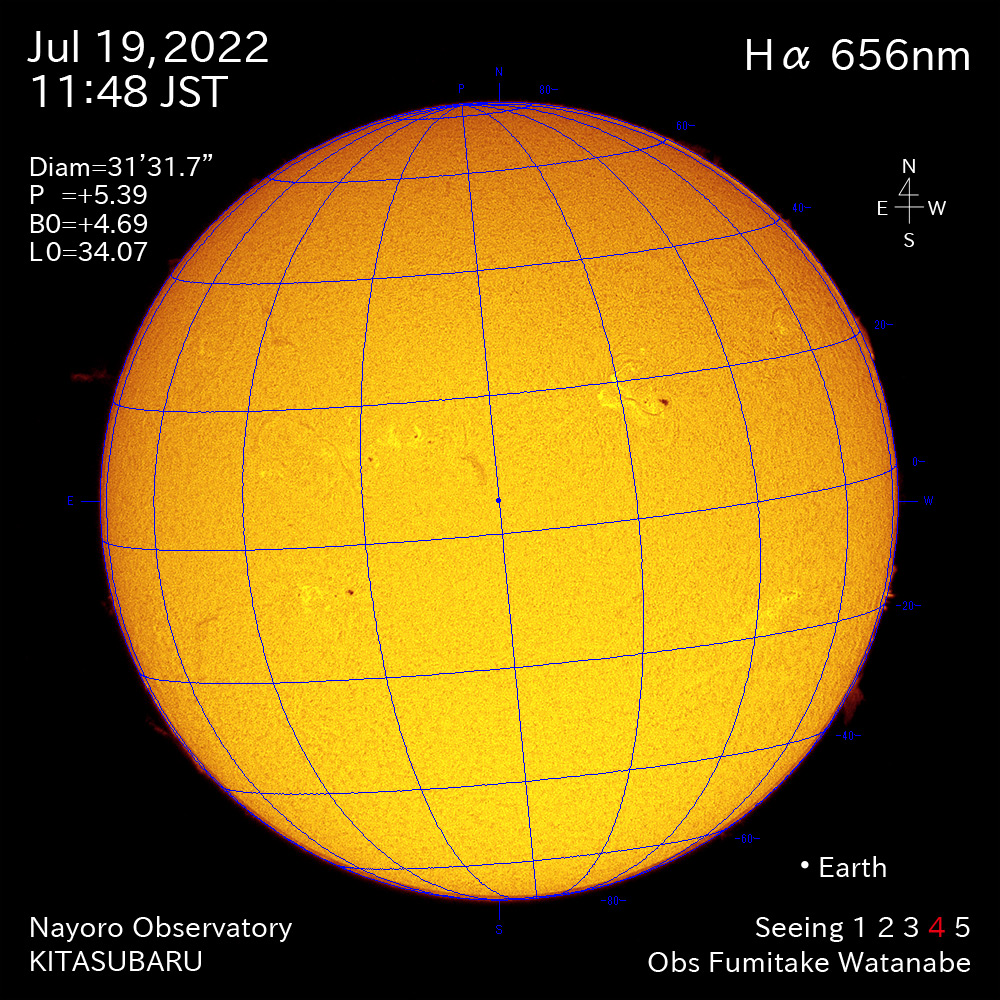 2022年7月19日Ha波長の太陽