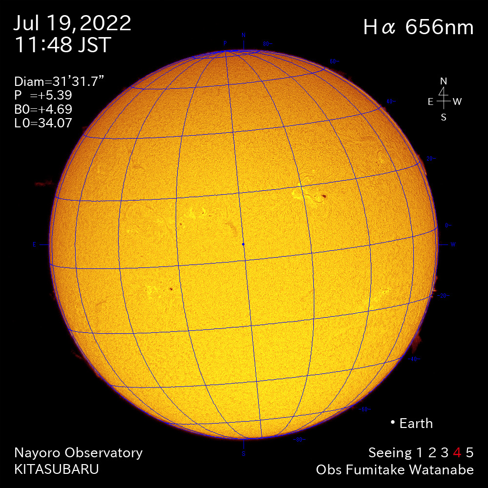 2022年7月19日Ha波長の太陽