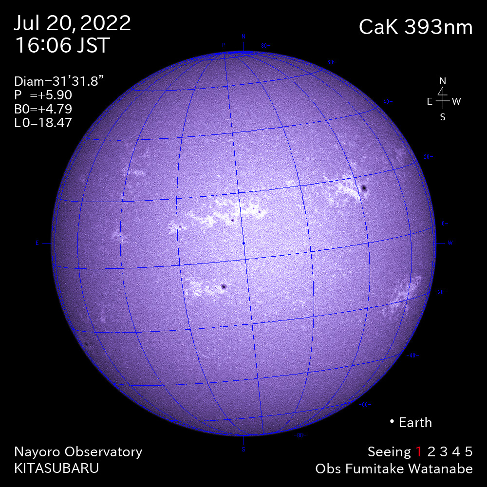 2022年7月20日CaK波長の太陽