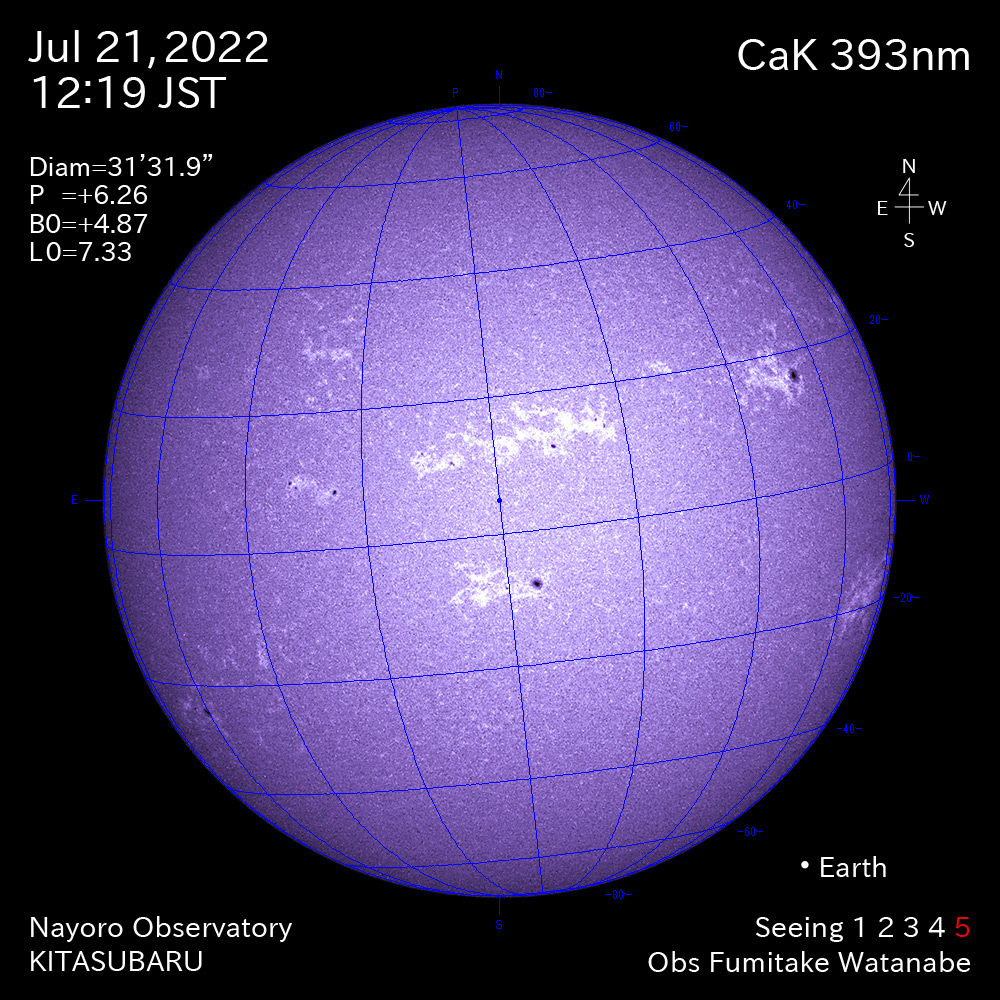 2022年7月21日CaK波長の太陽