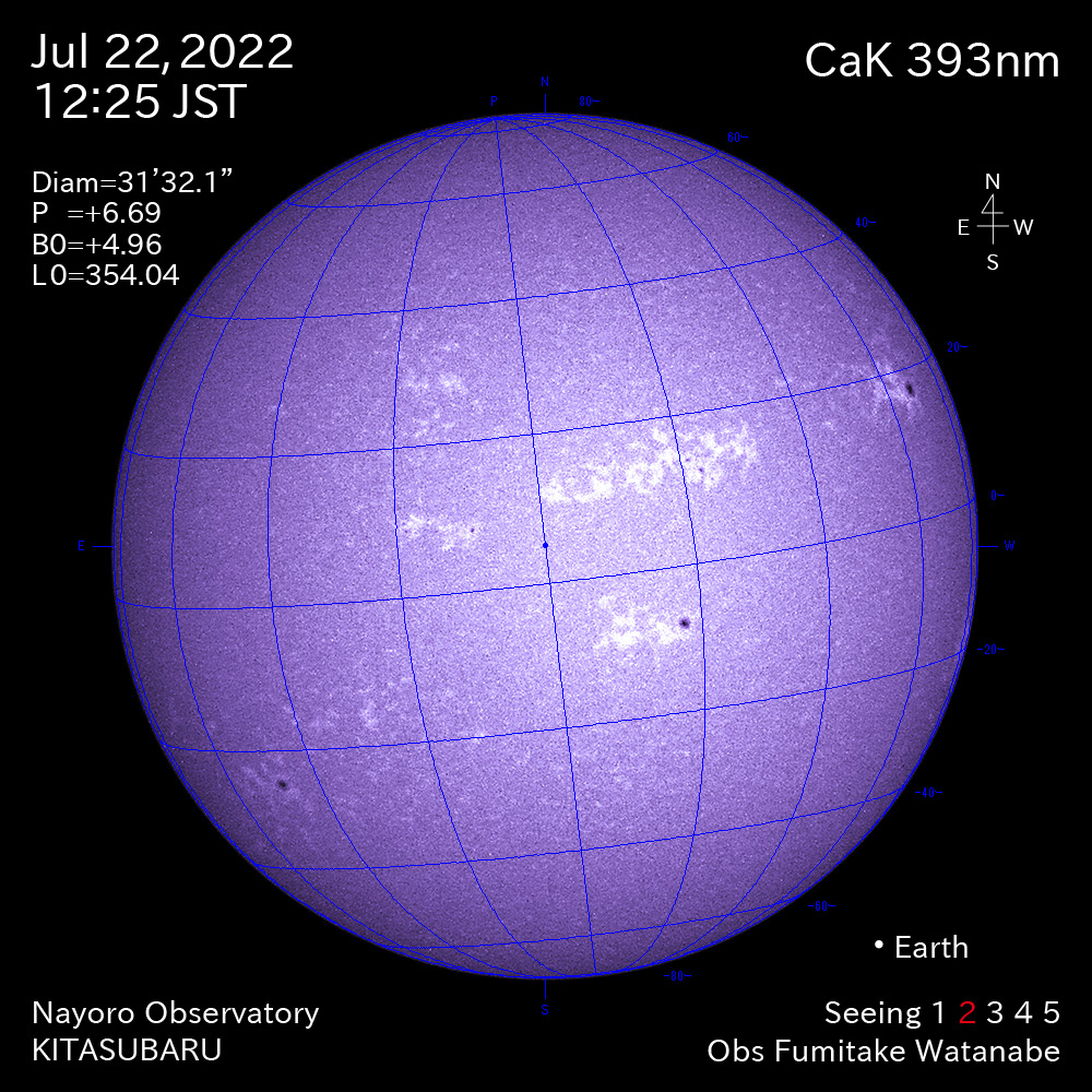 2022年7月22日CaK波長の太陽