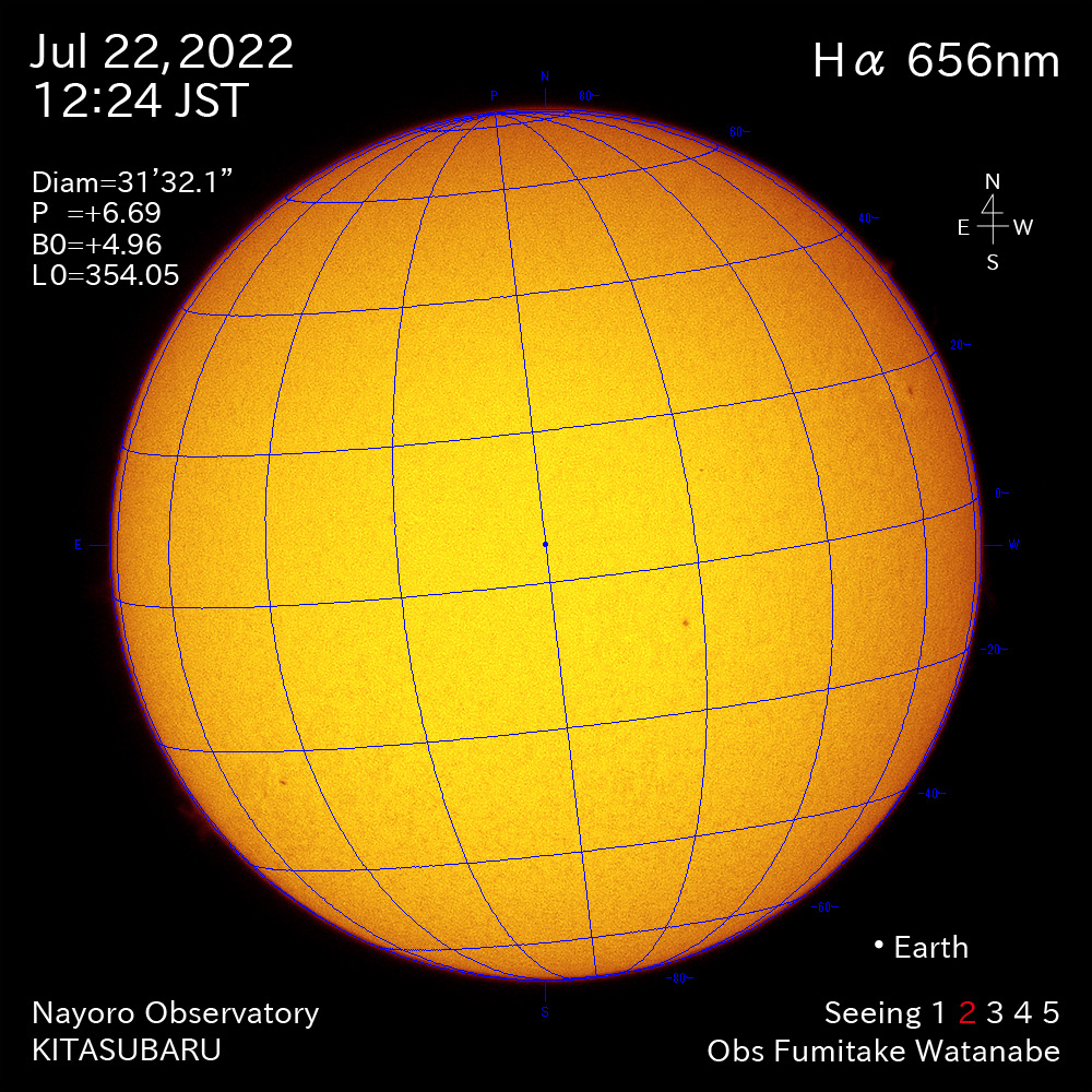 2022年7月22日Ha波長の太陽