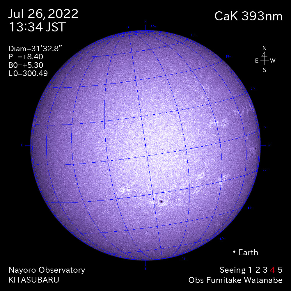 2022年7月26日CaK波長の太陽