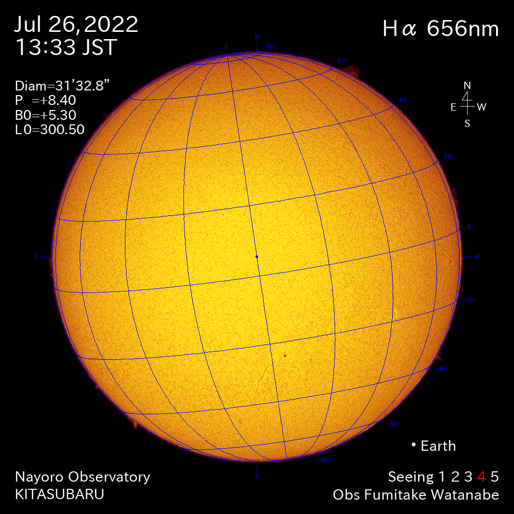 2022年7月26日Ha波長の太陽