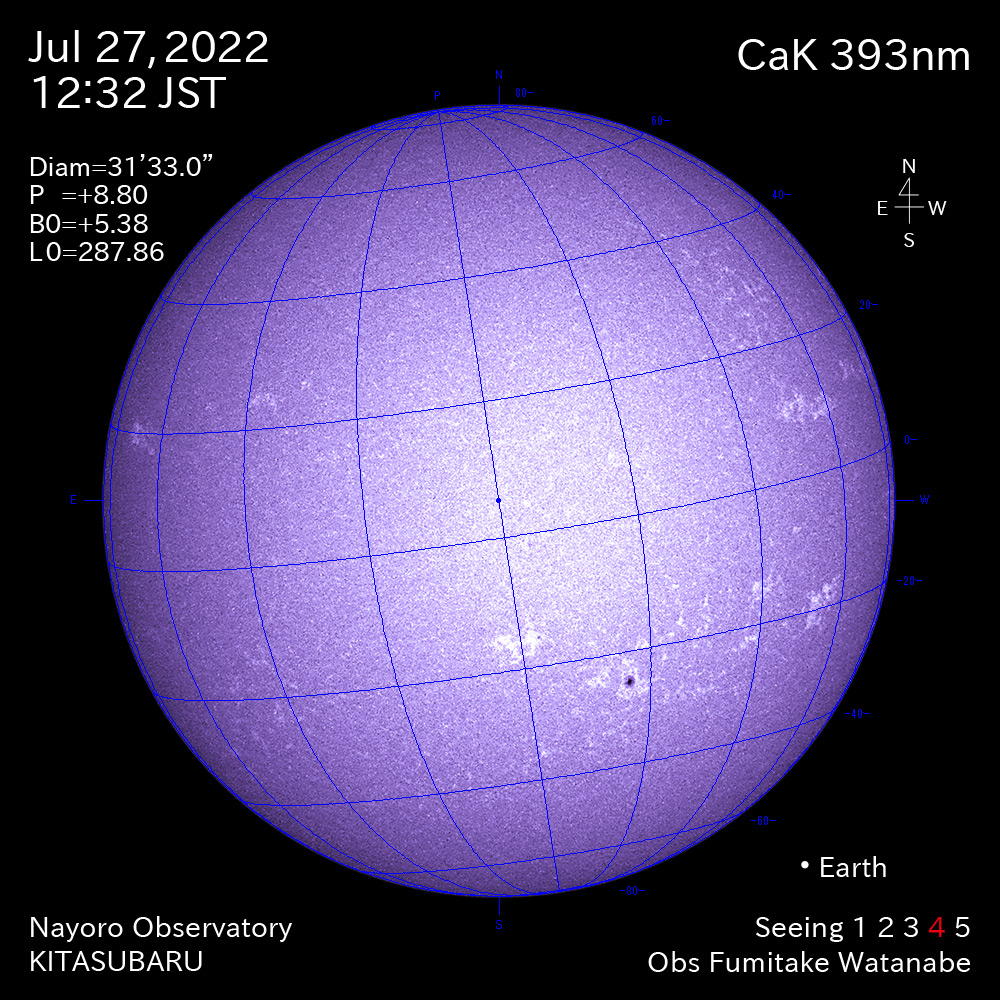 2022年7月27日CaK波長の太陽