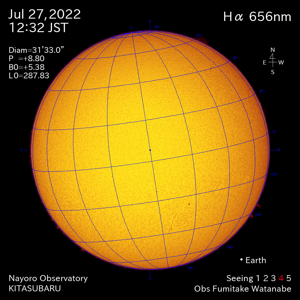 2022年7月27日Ha波長の太陽