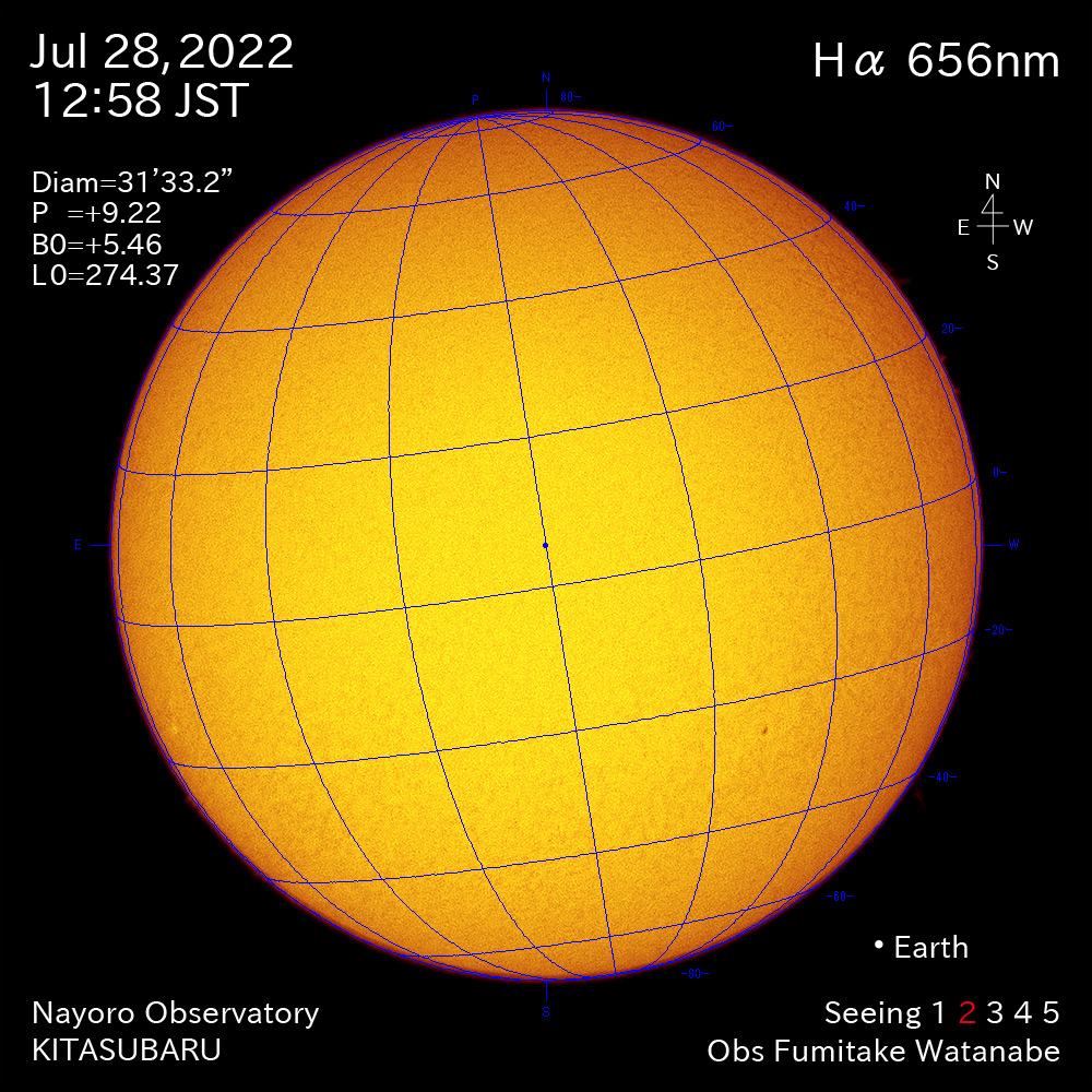 2022年7月28日Ha波長の太陽