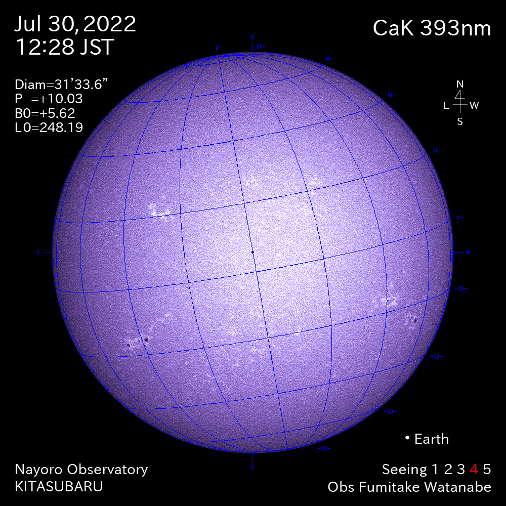 2022年7月30日CaK波長の太陽