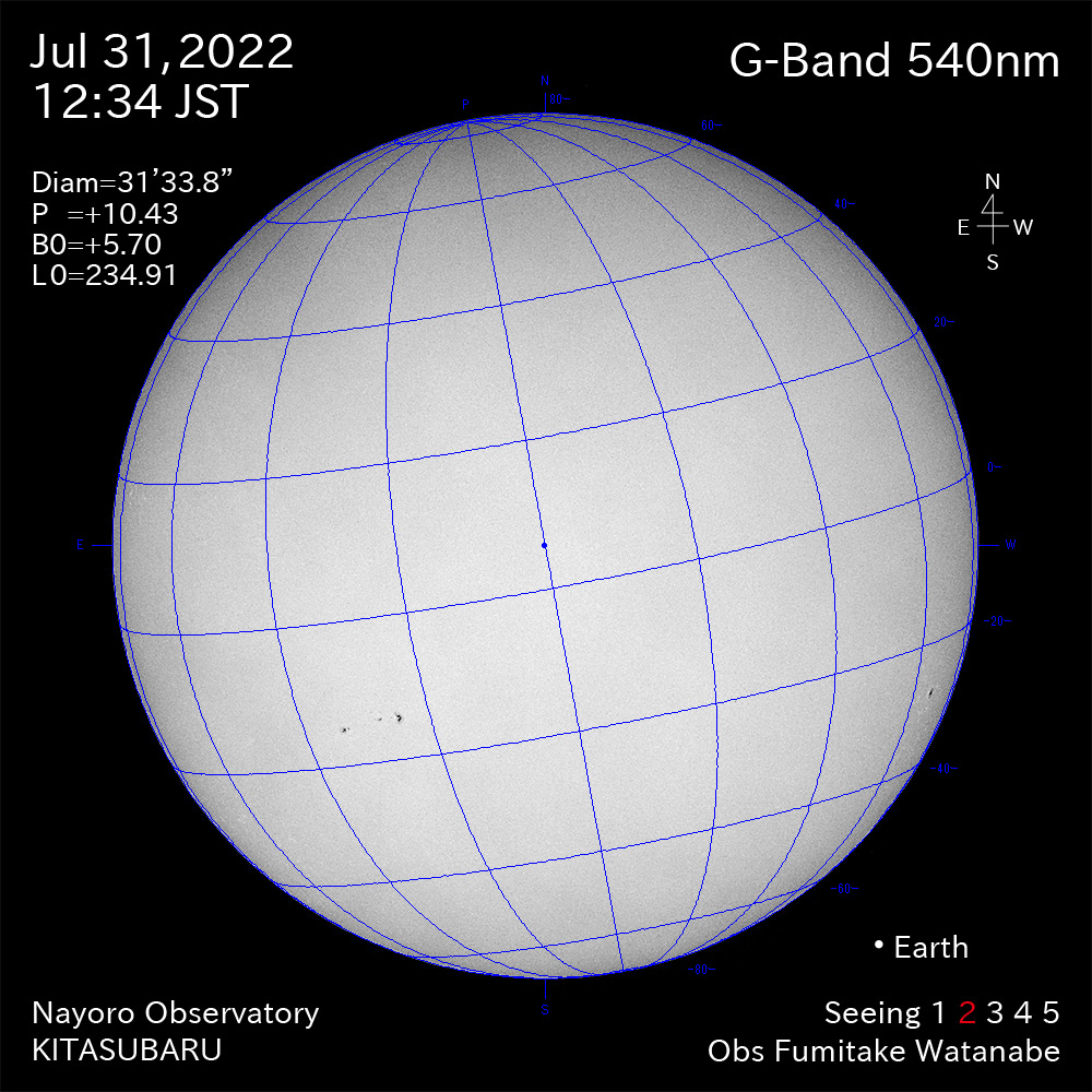 2022年7月31日540nm波長の太陽
