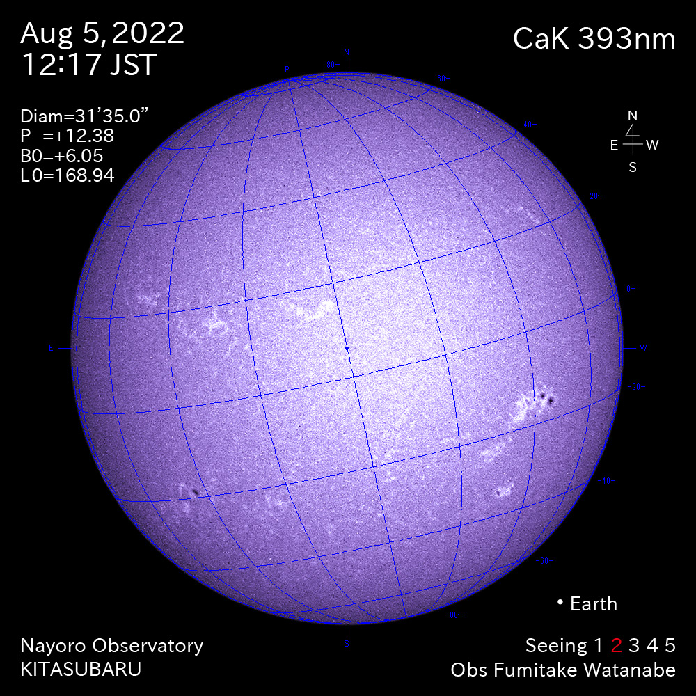 2022年8月5日CaK波長の太陽