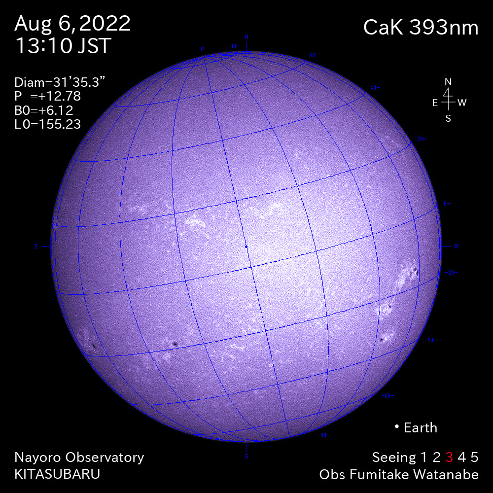 2022年8月6日CaK波長の太陽