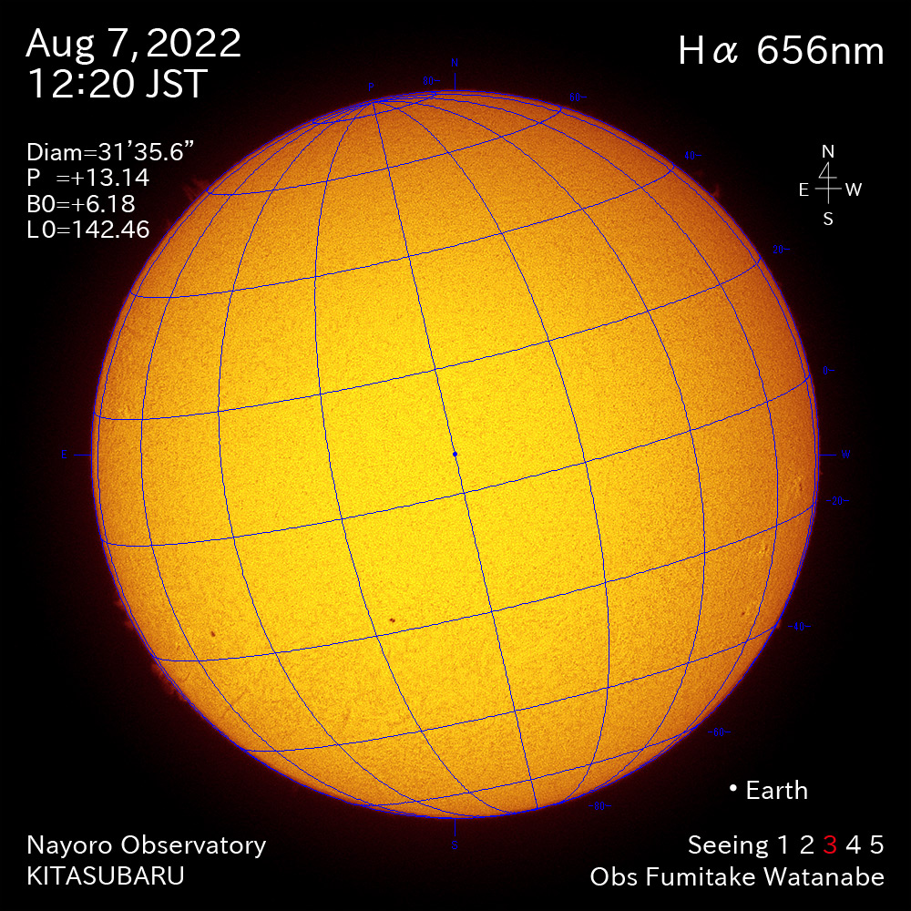 2022年8月7日Ha波長の太陽