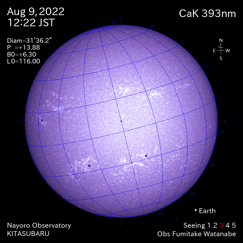 2022年8月9日CaK波長の太陽