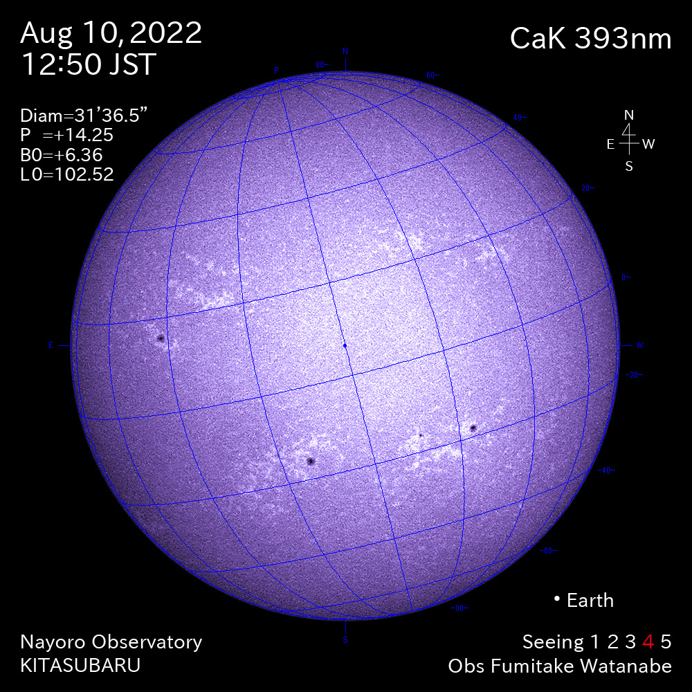 2022年8月10日CaK波長の太陽