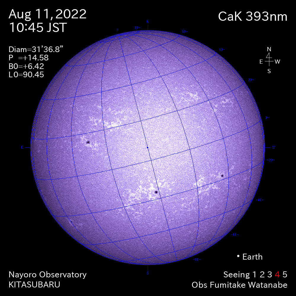 2022年8月11日CaK波長の太陽