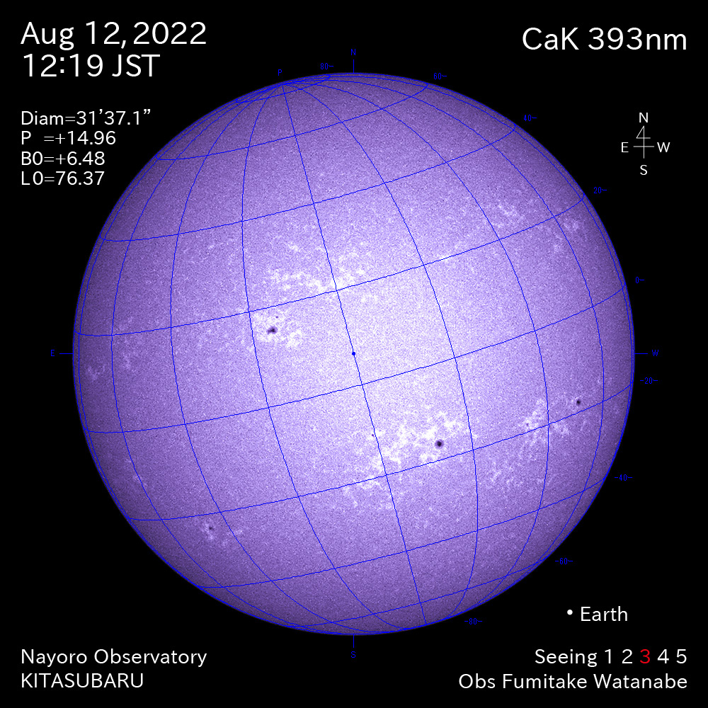 2022年8月12日CaK波長の太陽
