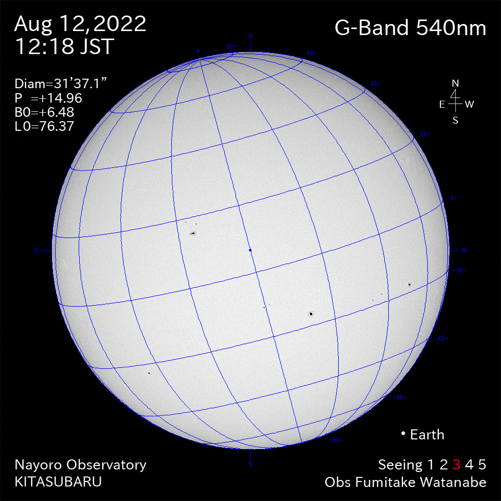 2022年8月12日540nm波長の太陽