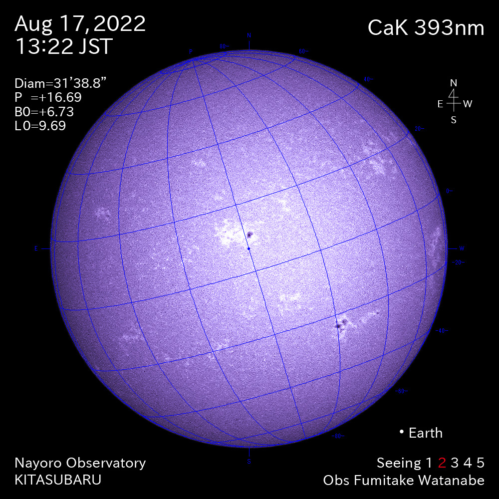 2022年8月17日CaK波長の太陽