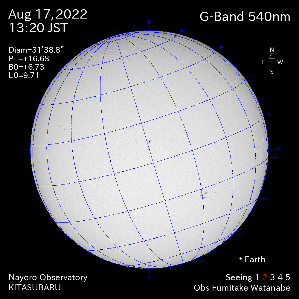 2022年8月17日540nm波長の太陽