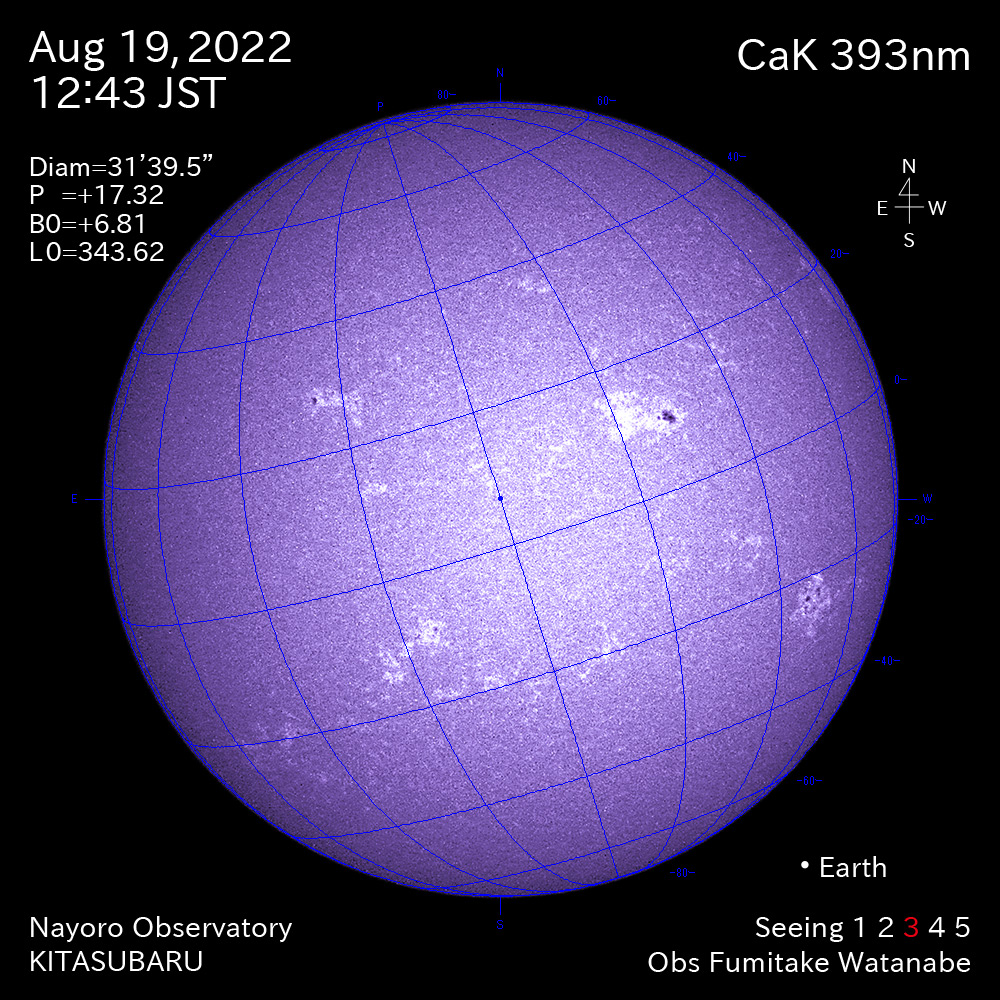 2022年8月19日CaK波長の太陽