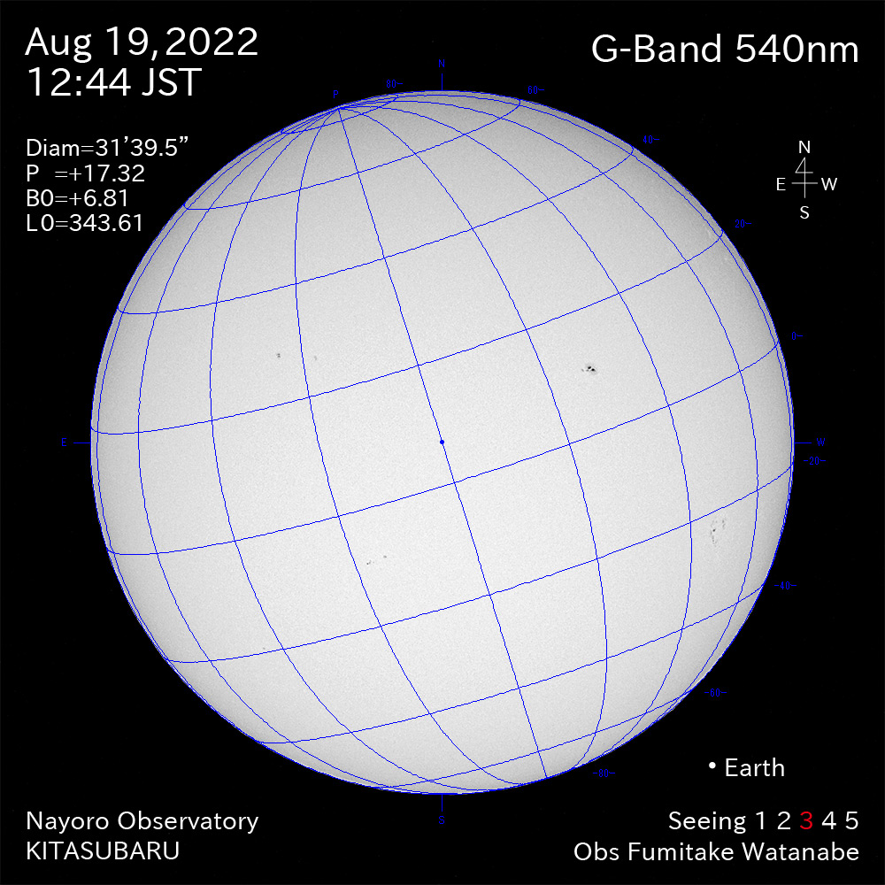 2022年8月19日540nm波長の太陽