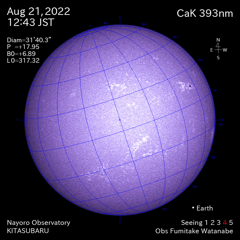 2022年8月21日CaK波長の太陽