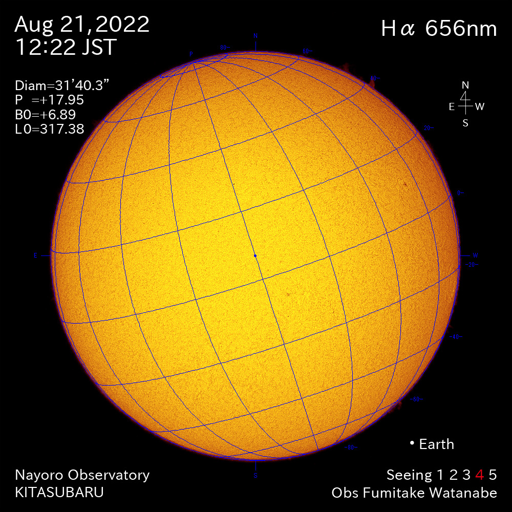 2022年8月21日Ha波長の太陽