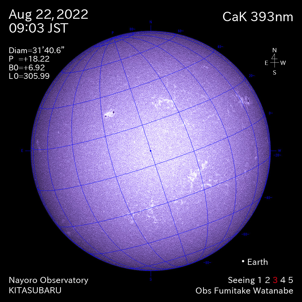 2022年8月22日CaK波長の太陽