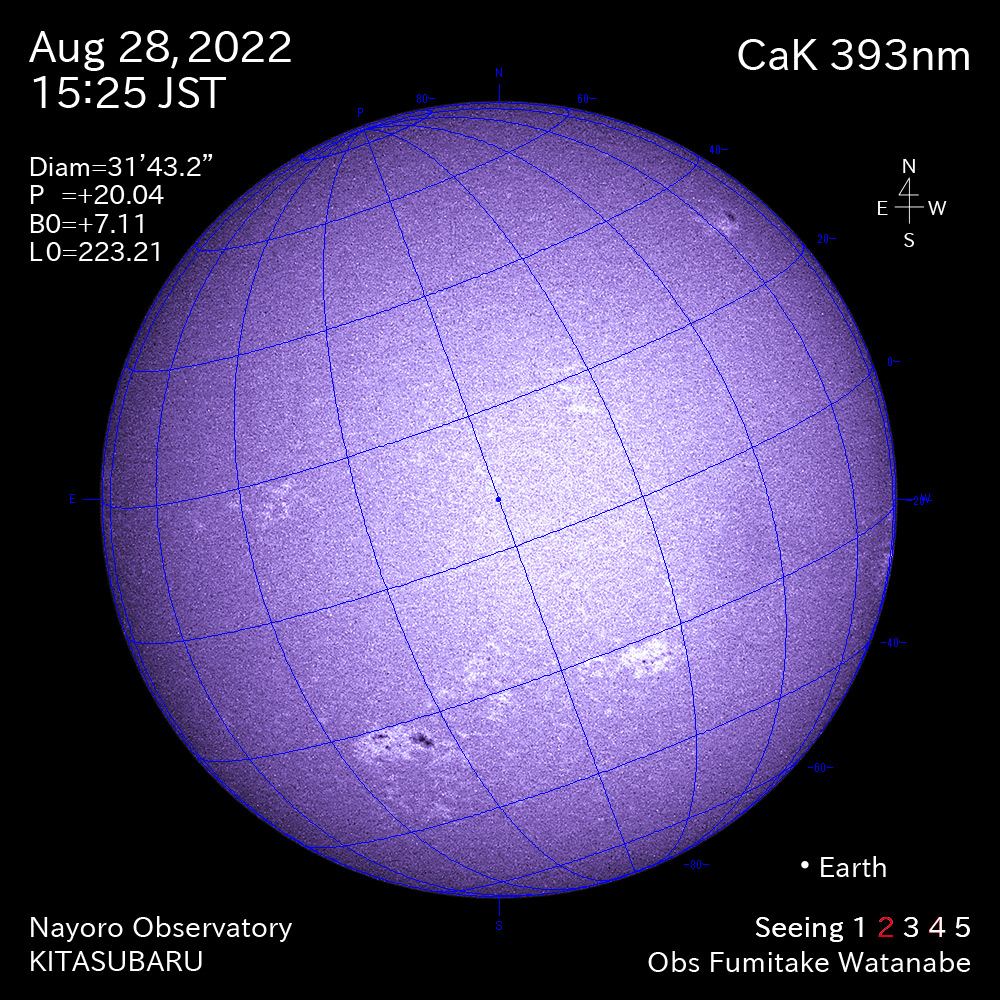 2022年8月28日CaK波長の太陽