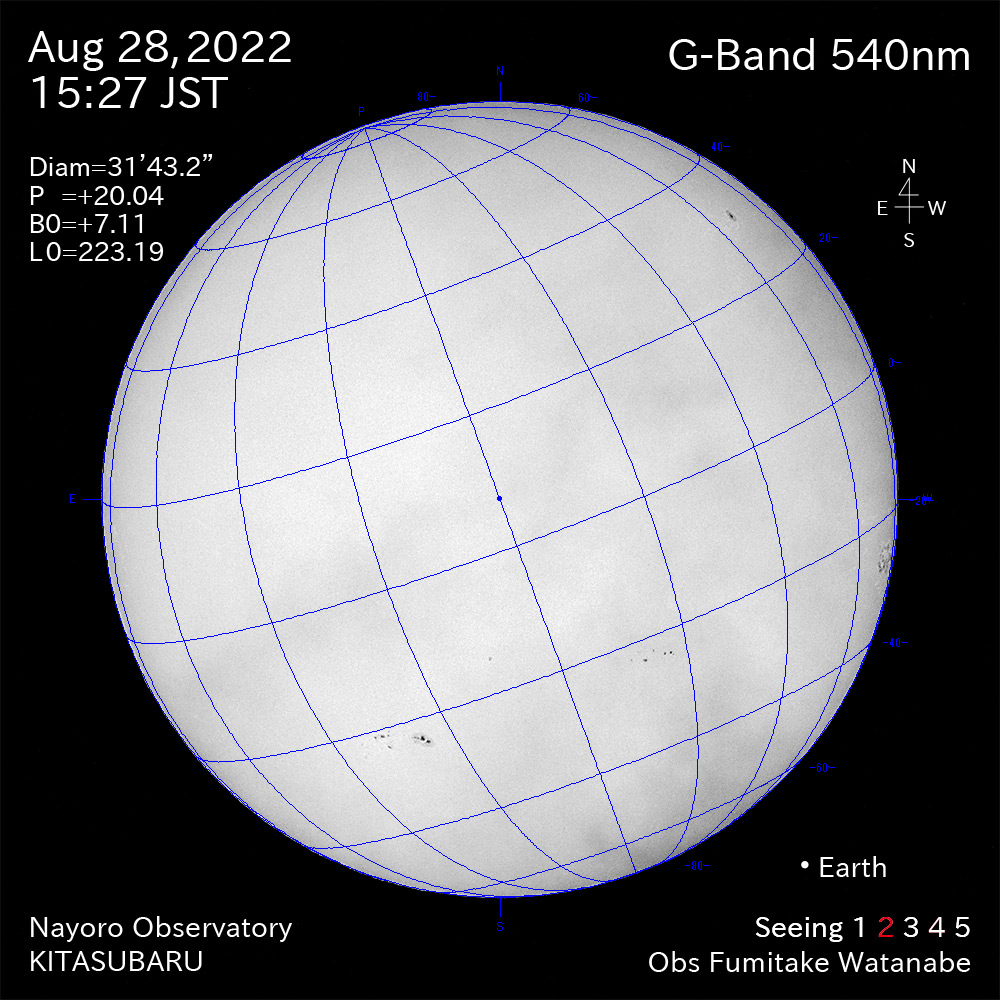 2022年8月28日540nm波長の太陽