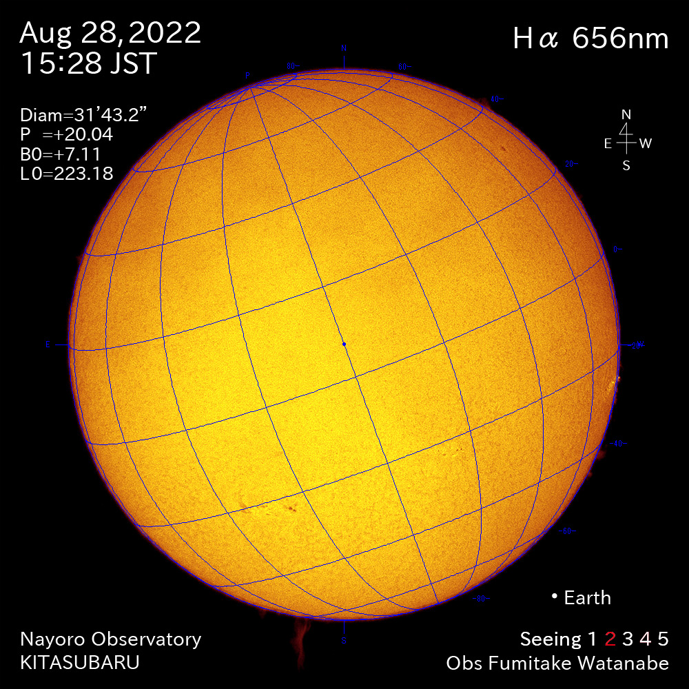2022年8月28日Ha波長の太陽