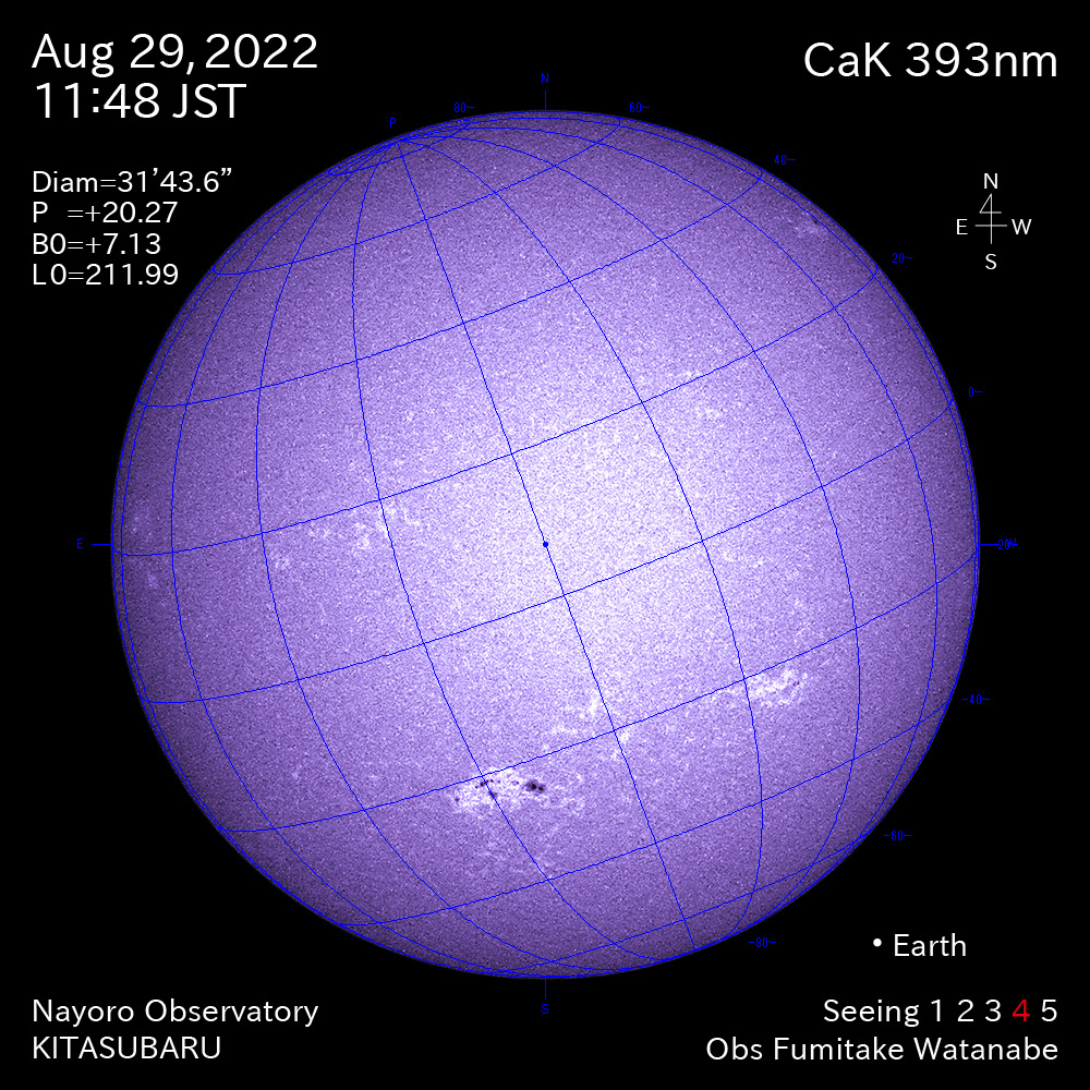 2022年8月29日CaK波長の太陽