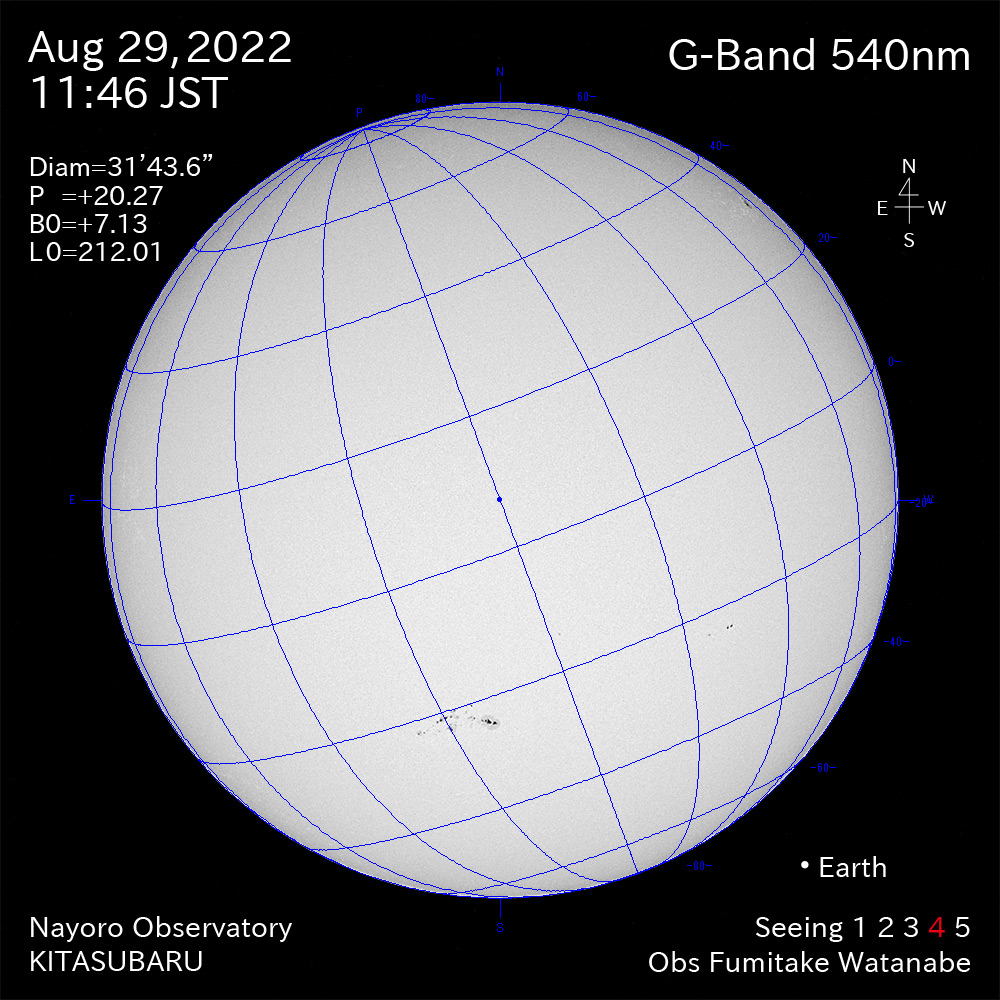 2022年8月29日540nm波長の太陽