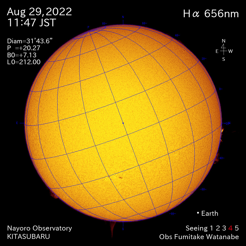 2022年8月29日Ha波長の太陽