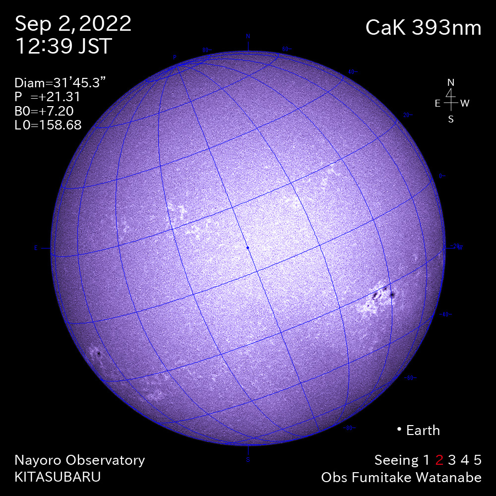 2022年9月2日CaK波長の太陽