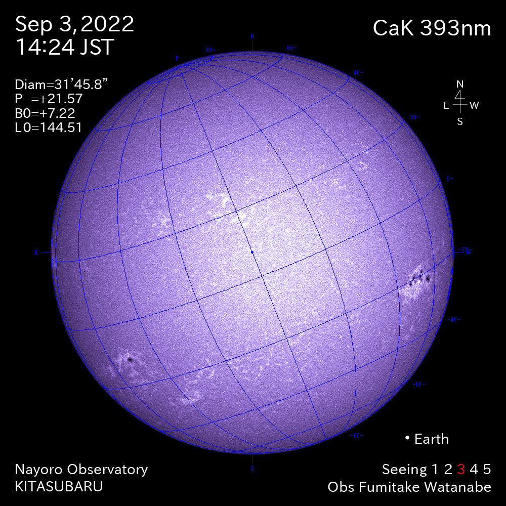 2022年9月3日CaK波長の太陽
