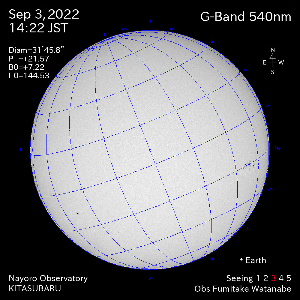 2022年9月3日540nm波長の太陽