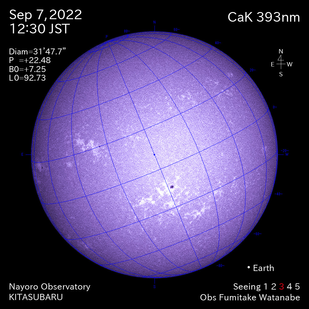 2022年9月7日CaK波長の太陽