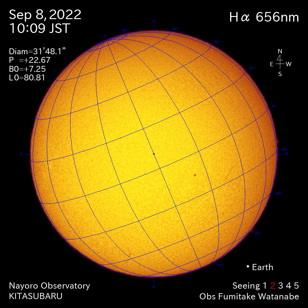 2022年9月8日Ha波長の太陽