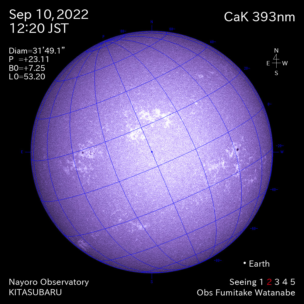 2022年9月10日CaK波長の太陽