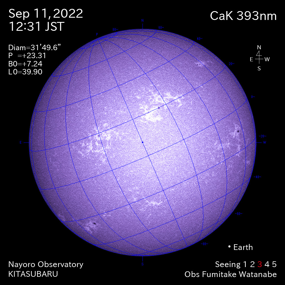 2022年9月11日CaK波長の太陽