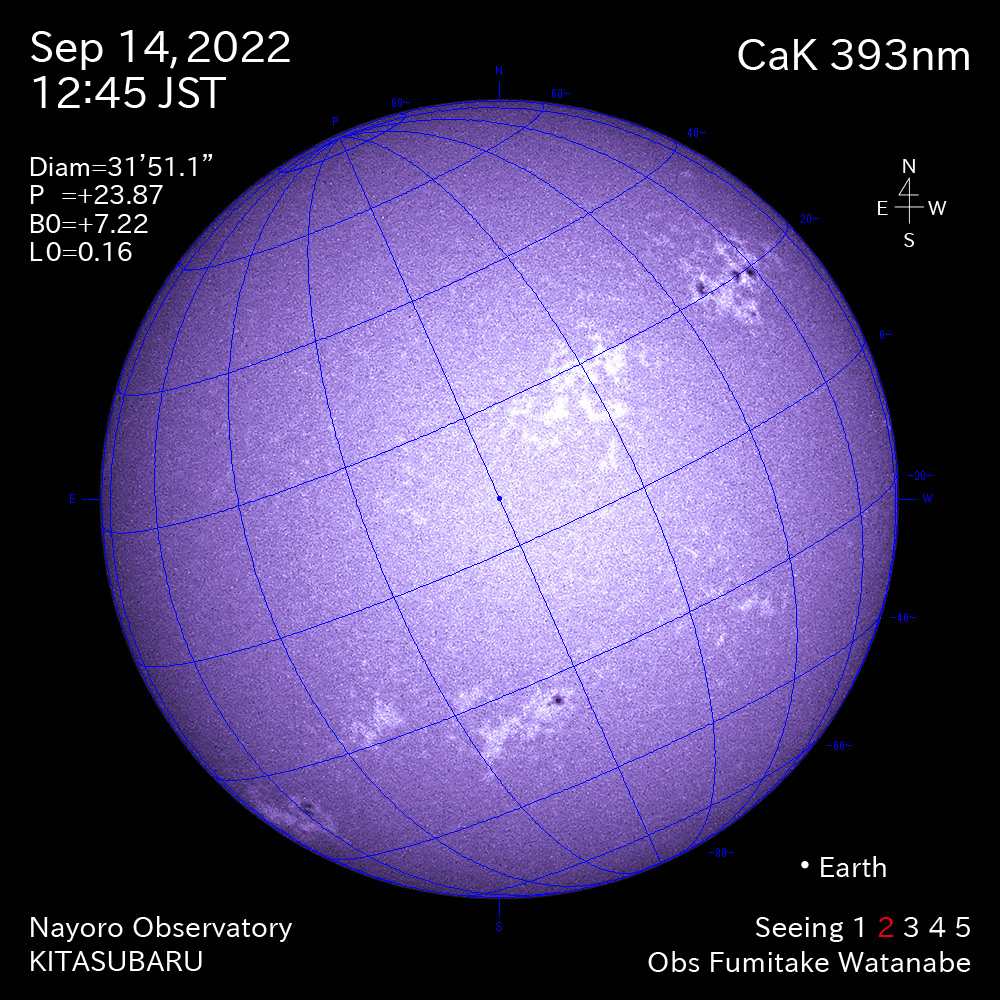 2022年9月14日CaK波長の太陽