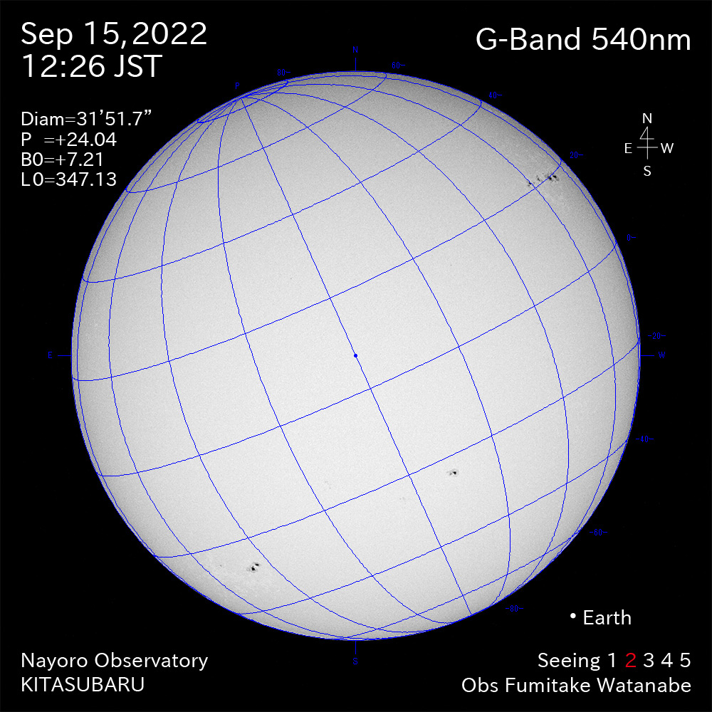 2022年9月15日540nm波長の太陽