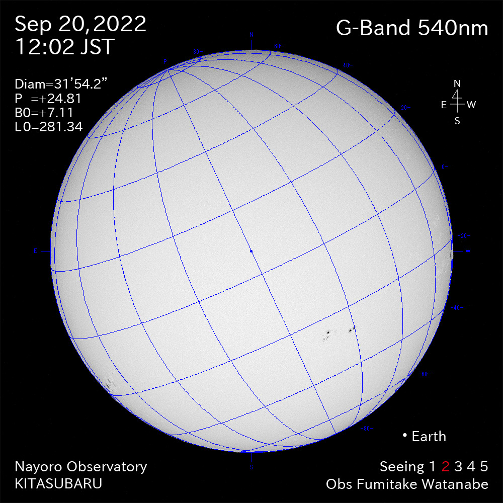 2022年9月20日540nm波長の太陽