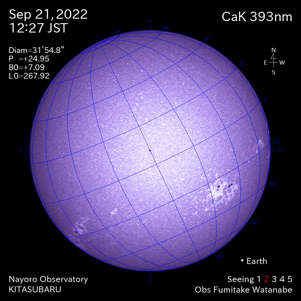 2022年9月21日CaK波長の太陽