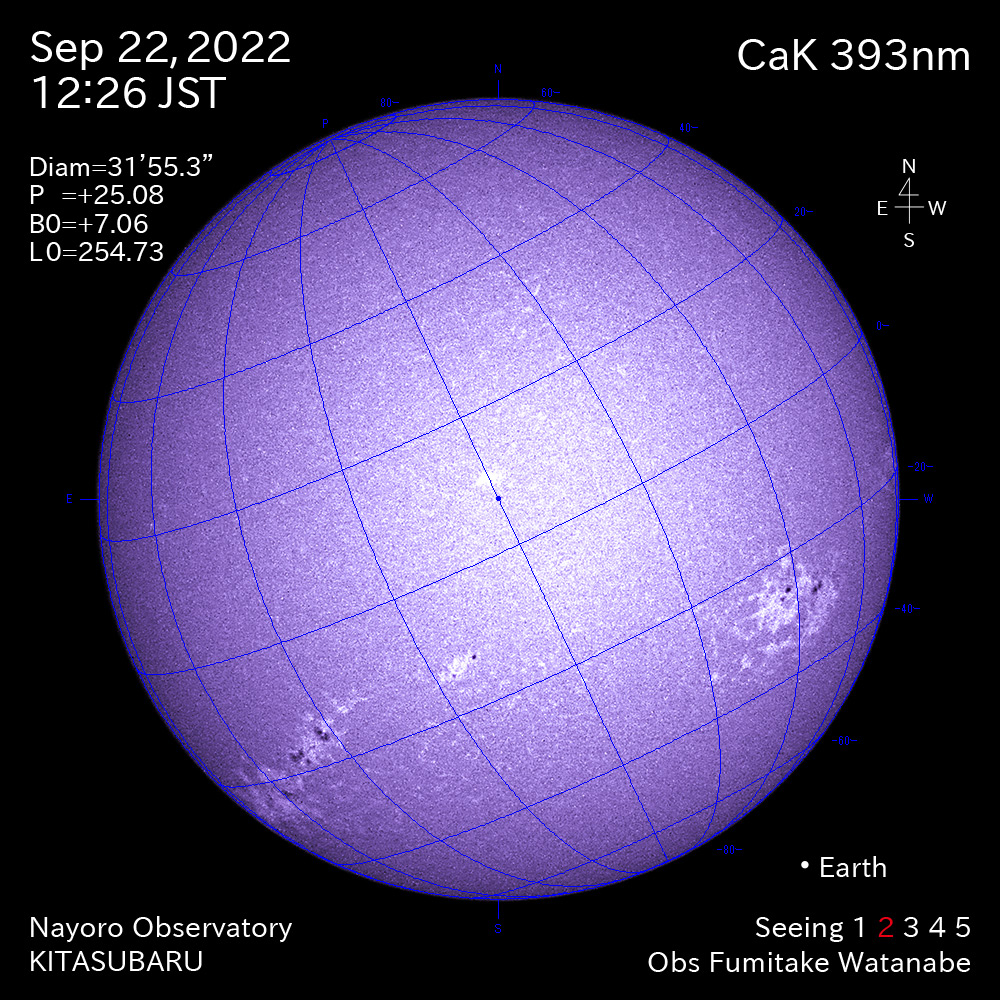 2022年9月22日CaK波長の太陽